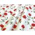 Květiny - Bílá, Červená - 100% bavlna 