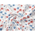 Květiny - Elastický satén - Modrá, Červená - 97% bavlna/3% elastan 