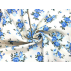 Blumen  - Baumwoll-Kretonne - Blau , Grau  - 100% Baumwolle  