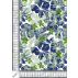 Květiny - Bavlněný kepr - Modrá, Zelená - 100% bavlna 