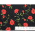 Kwiaty  - Satyna bawełniana - Czarny , Czerwony  - 100% bawełna  