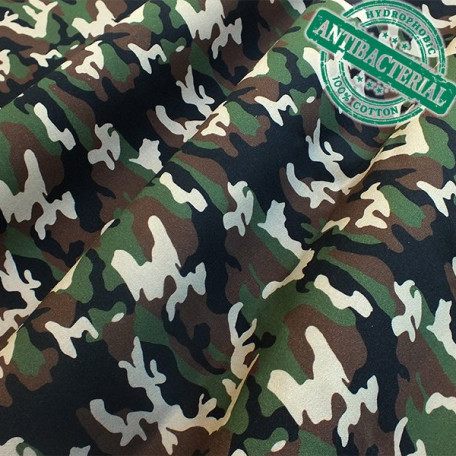 Arado H Ornaments Abstract Cotton Twill Green Brown Antibacterial Printed Fabrics Textil Eu