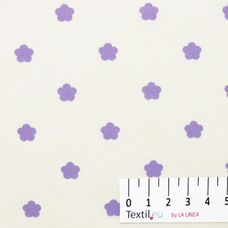 Blumen  - Baumwoll-Kretonne - Beige , Violett  - 100% Baumwolle  