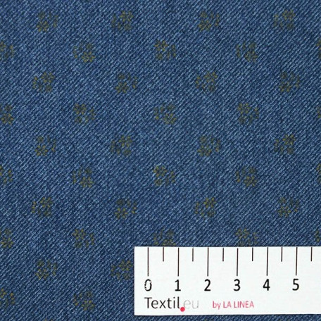 Abstrakt , Blumen  - Baumwollsatin  - Blau , Beige  - 100% Baumwolle  