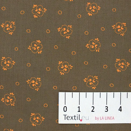 Ornamenti - Rasatello in cotone - Marrone , Arancione  - 100% cotone  