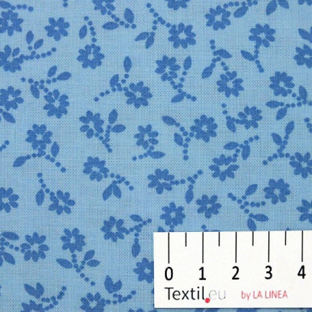 Blumen  - Baumwoll-Kretonne - Blau  - 100% Baumwolle  
