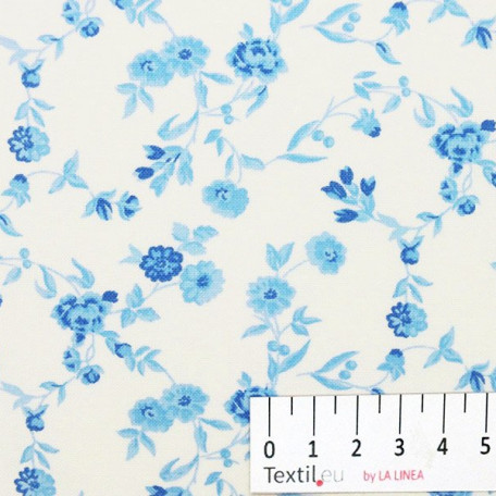 Blumen  - Baumwoll-Kretonne - Blau  - 100% Baumwolle  