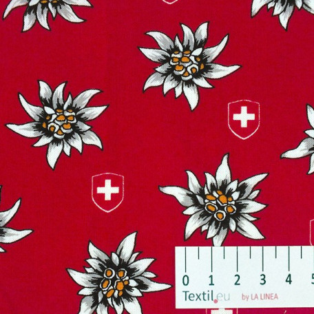 Blumen  - Baumwoll-Kretonne - Rot  - 100% Baumwolle  