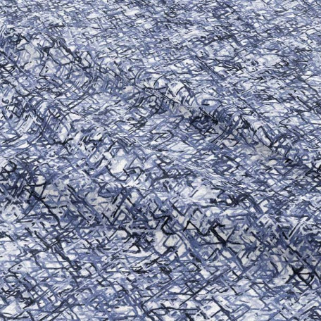 Abstrakt  - Baumwoll-Popeline - Blau , Grau  - 100% Baumwolle  