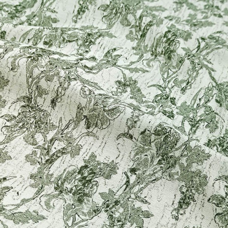 Fiori  - Lino con cotone - Verde  - 65% lino/35% cotone 