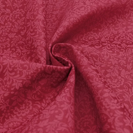 Fiori  - Rasatello in cotone - Rosso  - 100% cotone  