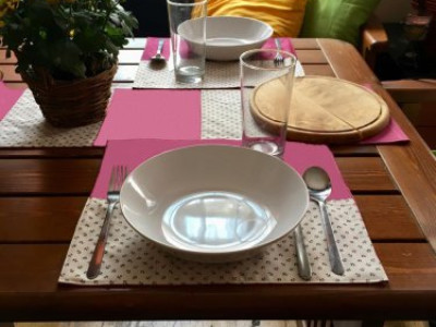 Table laid with our cotton fabrics