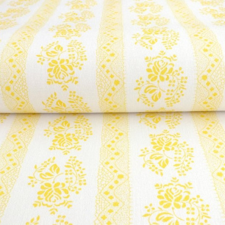 Ornamenty - Žlutá, Bílá - 100% bavlna 
