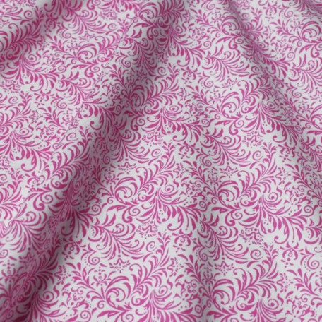Flowers, Ornaments - Pink - 100% cotton 