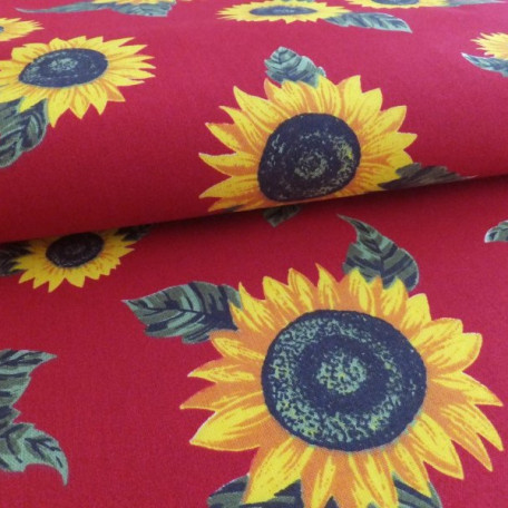 Flowers - Red - 100% cotton 
