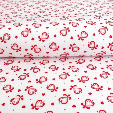 Hearts - Red - 100% cotton 