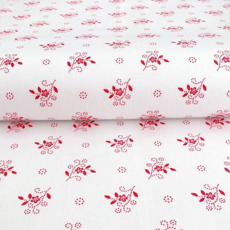 Flowers - Red - 100% cotton 