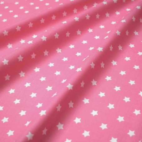 Stars - Pink, White - 100% cotton 