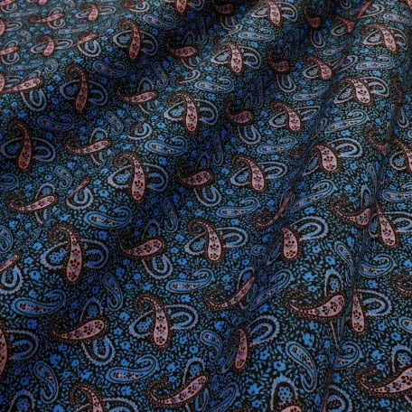 Ornaments, Abstract - Black, Blue - 100% cotton 