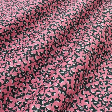 Květiny - Růžová, Zelená - 100% bavlna 