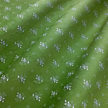 Květiny - Zelená - 100% bavlna 