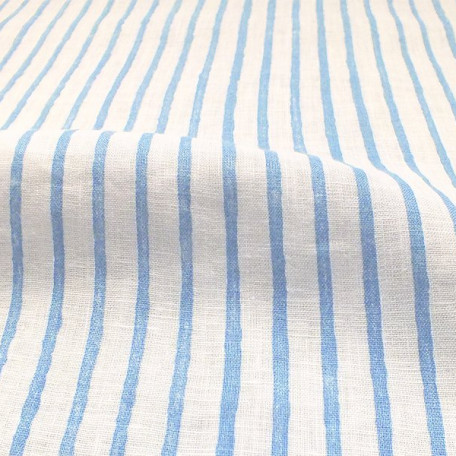 Stripes - Blue - 100% linen 