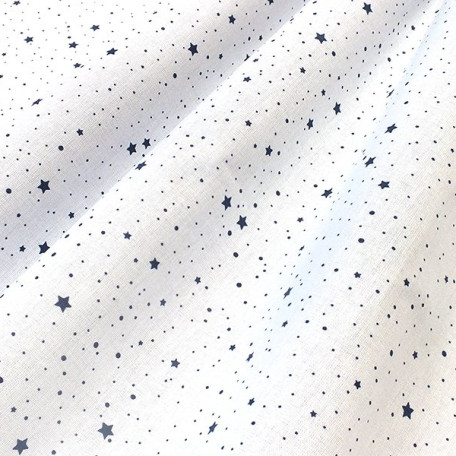 Hvězdy, Puntíky - Modrá - 100% bavlna 