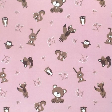 Children's, Animals - Pink, Brown - 100% cotton 
