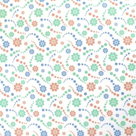 Dětské, Květiny - Modrá, Zelená - 100% bavlna 