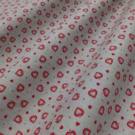Srdíčka - Červená - 100% bavlna 