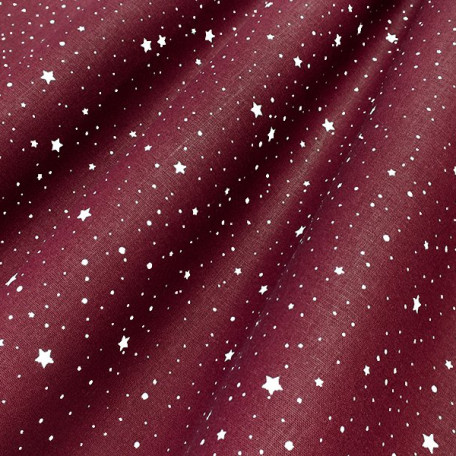Stars, Dots - Burgundy - 100% cotton 