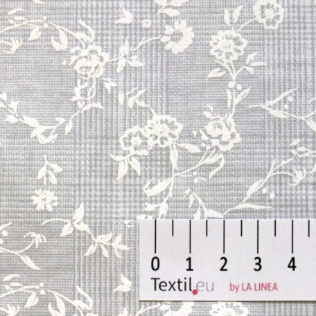 Kostky, Květiny - Šedá - 100% bavlna 