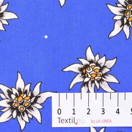 Květiny - Modrá - 100% bavlna/100% PVC 