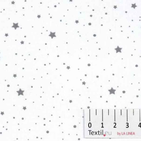 Stars - White, Grey - 100% cotton 