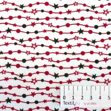 Stars - Red, Green - 100% cotton 