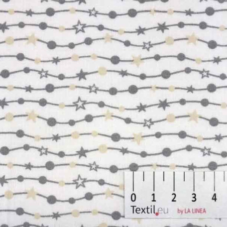 Stars - Grey, Beige - 100% cotton 