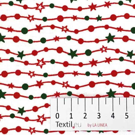 Stars - Red, Green - 100% cotton/100% PVC 