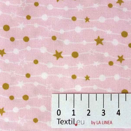 Hvězdy - Růžová - 100% bavlna 