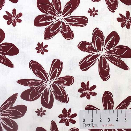 Flowers - Burgundy - 100% cotton 
