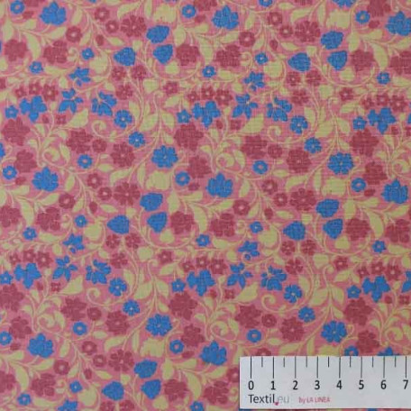Flowers - Pink, Yellow - 100% cotton 