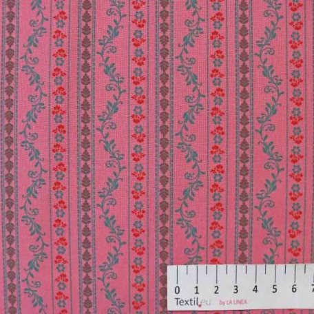 Stripes, Flowers - Pink - 100% cotton 