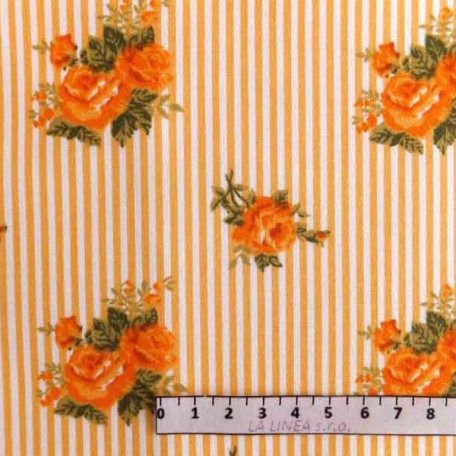 Květiny - Bavlněné plátno - Oranžová - 100% bavlna 