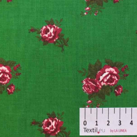 Flowers - Green - 100% cotton 