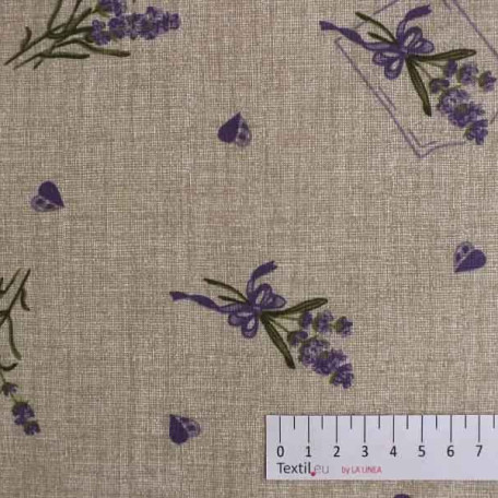 Flowers - Violet, Beige - 100% cotton 