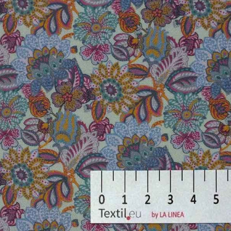 Flowers - Pink, Green - 100% cotton 