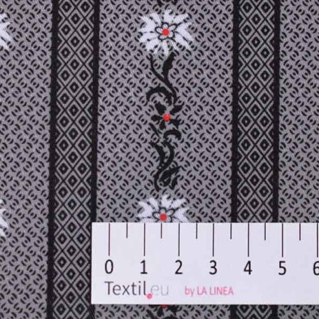 Flowers, Stripes - Grey - 100% cotton/100% PVC 