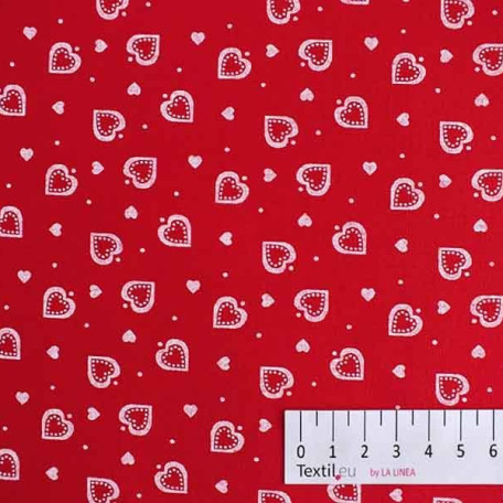 Hearts - Red - 100% cotton 