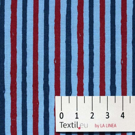 Pruhy - Bavlněné plátno - Modrá - 100% bavlna 
