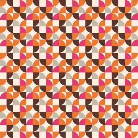Abstraktní - Bavlněné plátno - Oranžová, Hnědá - 100% bavlna 