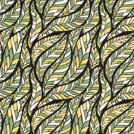 Abstraktní - Bavlněné plátno - Zelená, Žlutá - 100% bavlna 